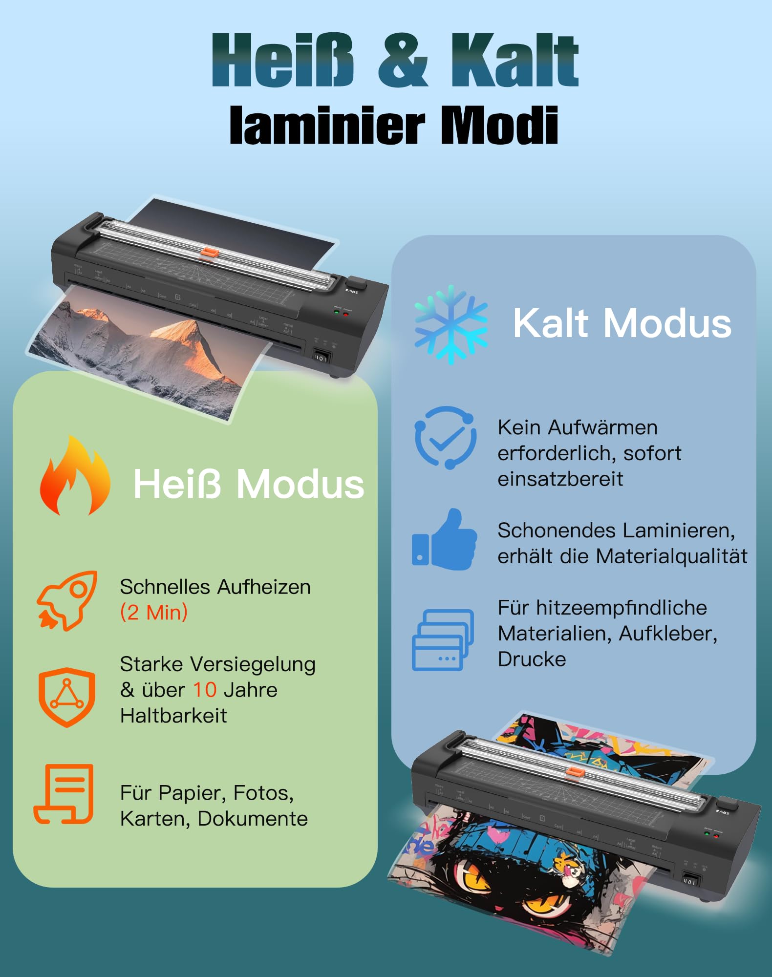 A3 Laminiergerät mit 20 Laminierfolien – Heiß und Kalt Foliergerät für A3 A4 A5 A6 mit Papierschneider und Eckenabrunder für Büro, Schule, Geschäft und Zuhause, Schwarz