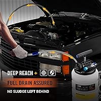 Vista 5 de Bomba EWK extractora neumática/manual para cambio de aceite patentada de 3.9 galones para extracción de vacío de fluidos automotrices.