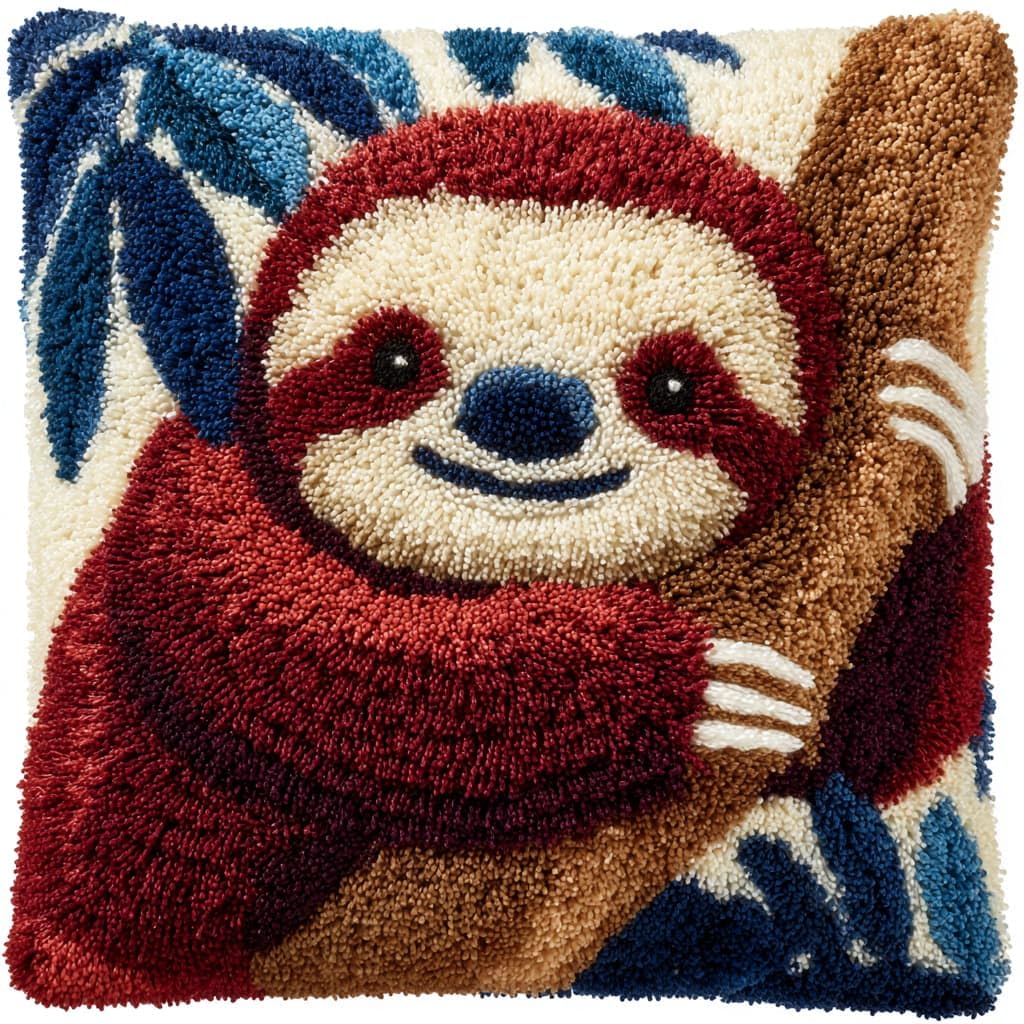 WallustrioaW Latch Hook Cushion Kits for Adults,Animal Sloth