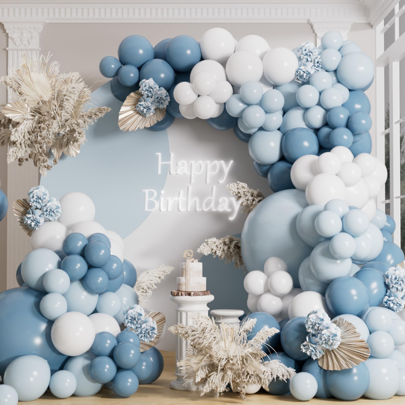 AULE Blue Balloons Arch Kit: 155 PCS Party Pastel Blue Balloon Garland Different Sizes Helium Latex Ballon Ribbons for Anniversary Wedding Birthday Party Decorations