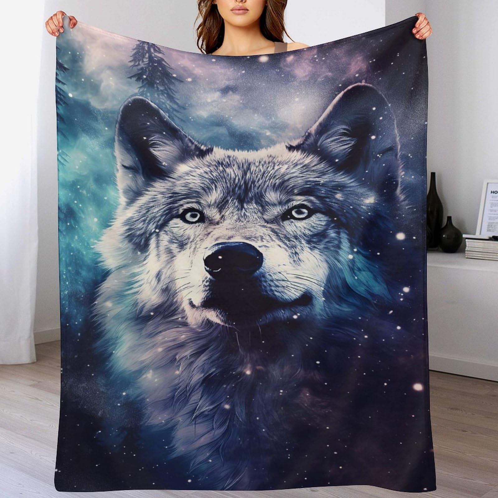 Couverture loup jeté de lit 180x200cm en flanelle de qualité