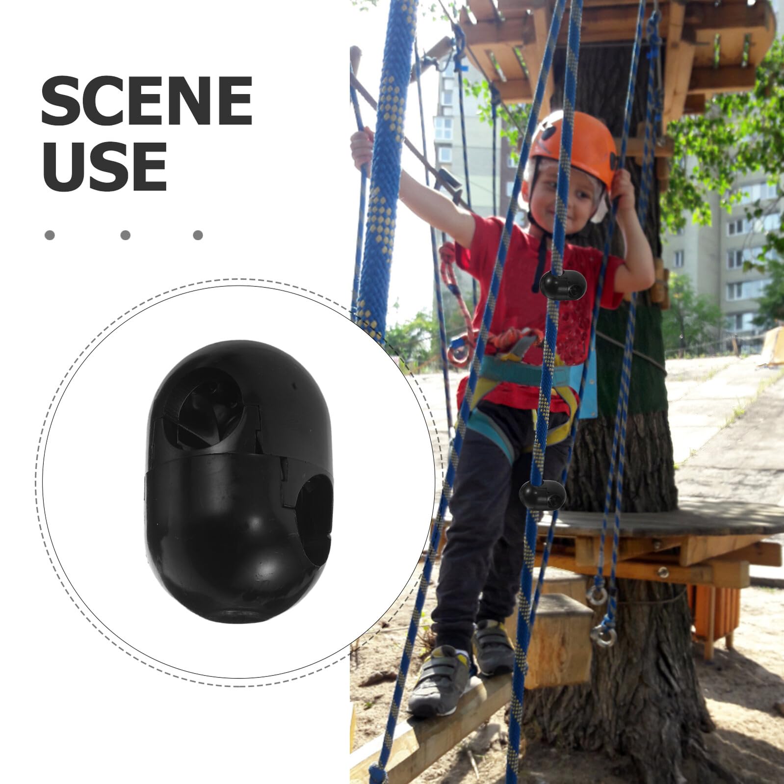 Lot de 10 Connecteurs de Corde Noir en Plastique pour Cordes de 16mm, Haute Résistance et Compatibilité, pour Filets d'escalade et Jeux D'extérieur Garçon et Filles