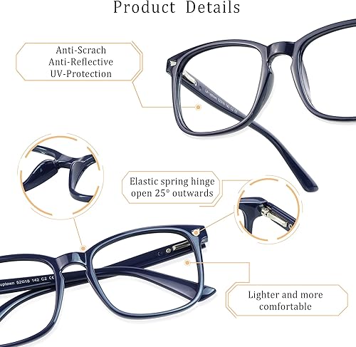 Miniatura 2 de LifeArt 2 pares de anteojos de bloqueo de luz azul con bisagra de resorte, antifatiga ocular, anteojos de lectura para computadora, anteojos de