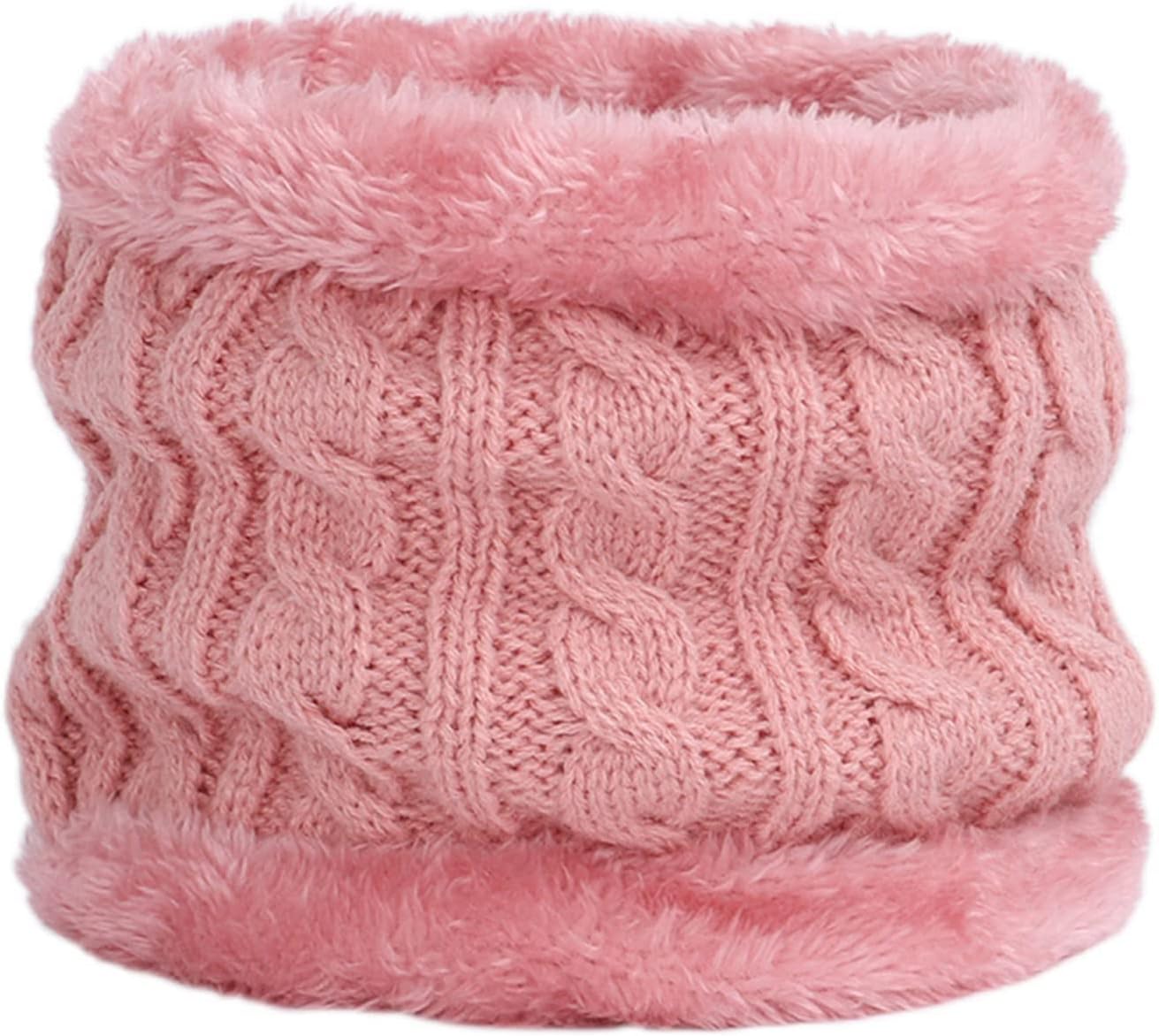 Girls Double Pom Winter Hat Neck Warmer Hand Warmers 3 Piece Set