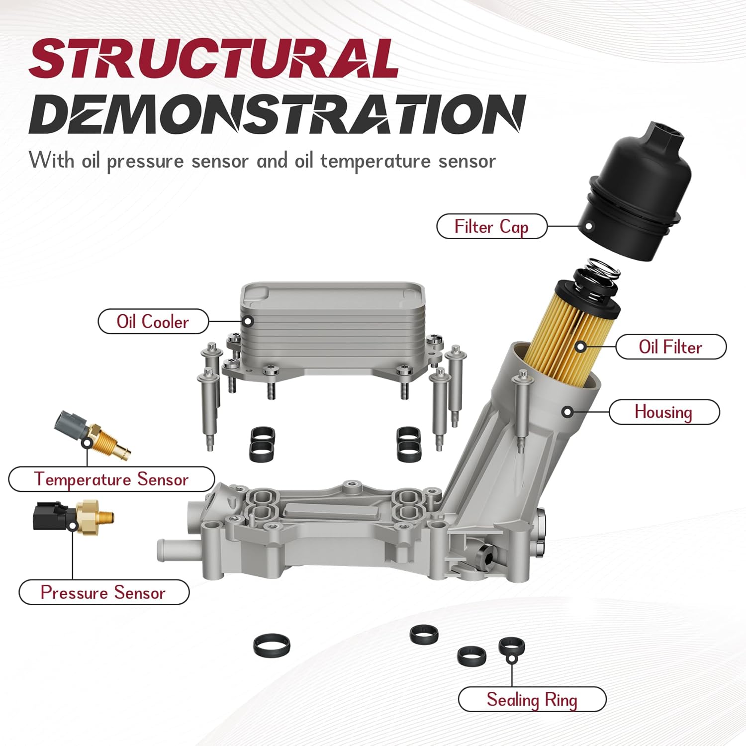 926-959 Aluminum Engine Oil Filter Housing with Oil Cooler Fit For 2011-2016 Dodge Journey Charger Challenger Durango Avenger Chrysler 200 300 Town Country