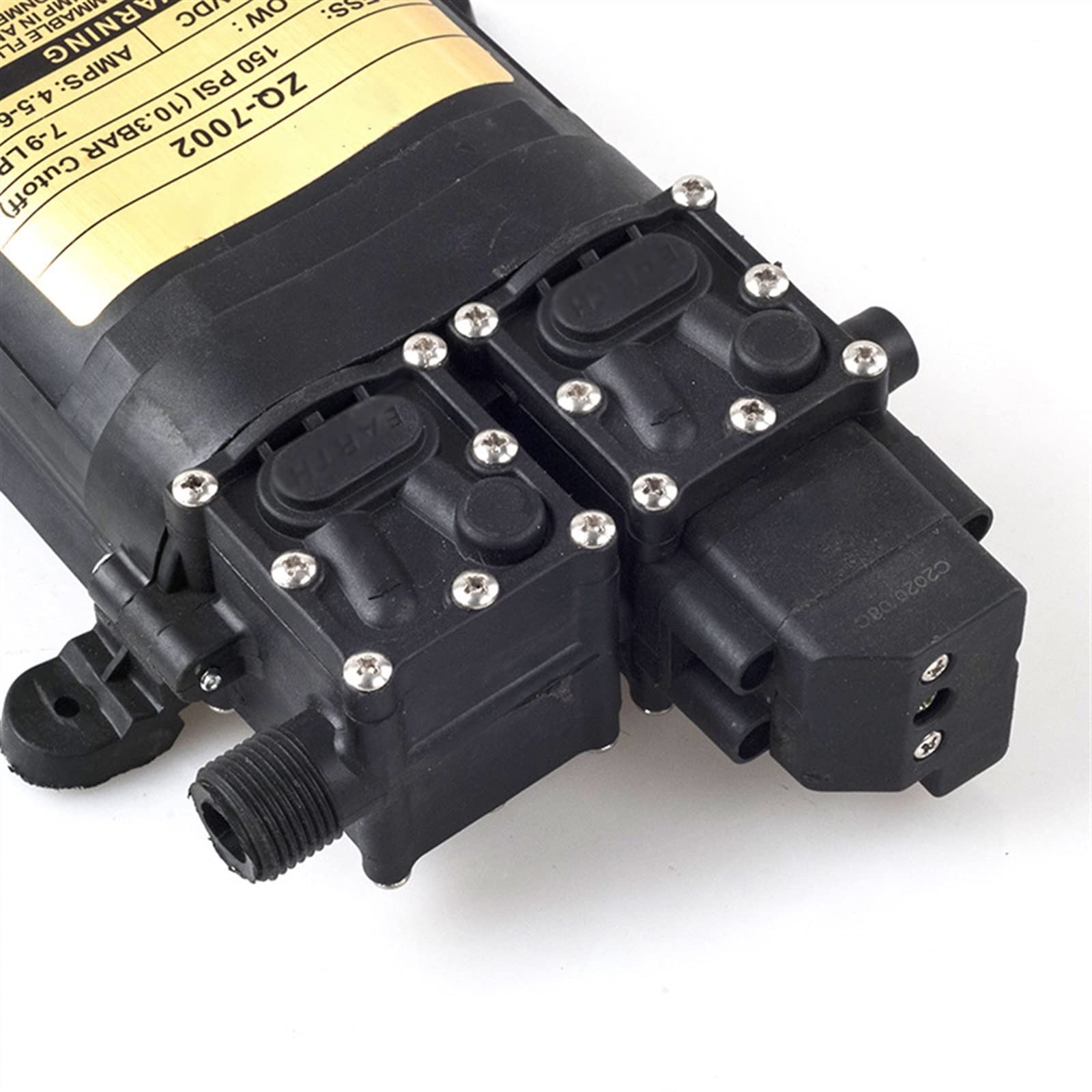 Bomba de agua portátil, sumergible, diafragma, 7-9 LPM, 150 PSI, 12 V CC, con presostato, autocebante