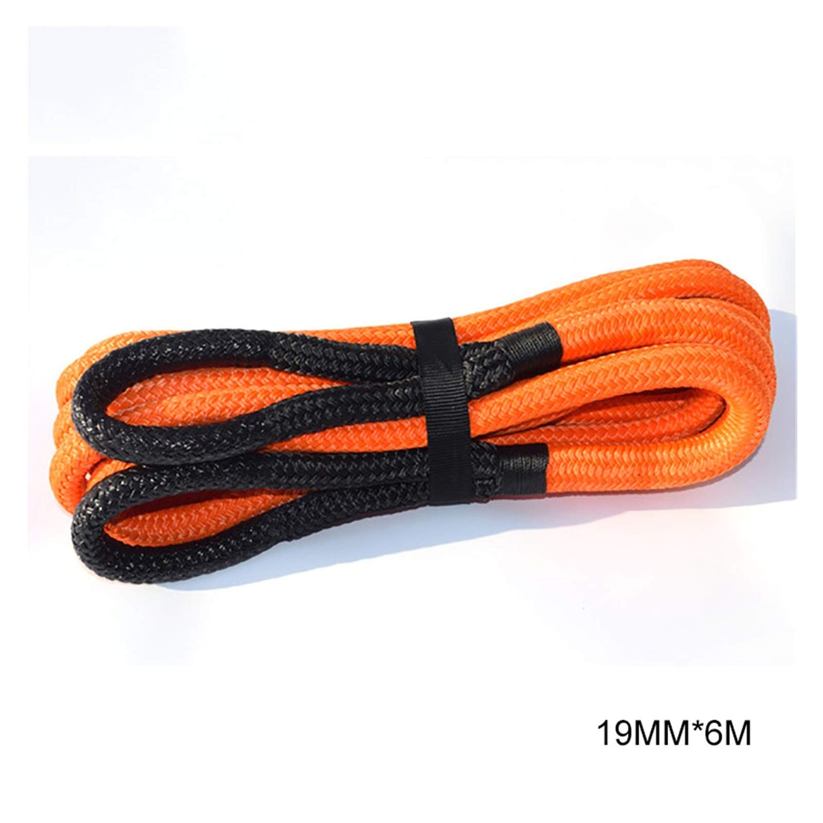 Syntetyczna lina wyciągarki, Lina kinetyczna, podwójna oplatająca liny odzyskiwania, lina energetyczna do pojazdów terenowych 4WD ATV UTV(Black 12mm 6m)