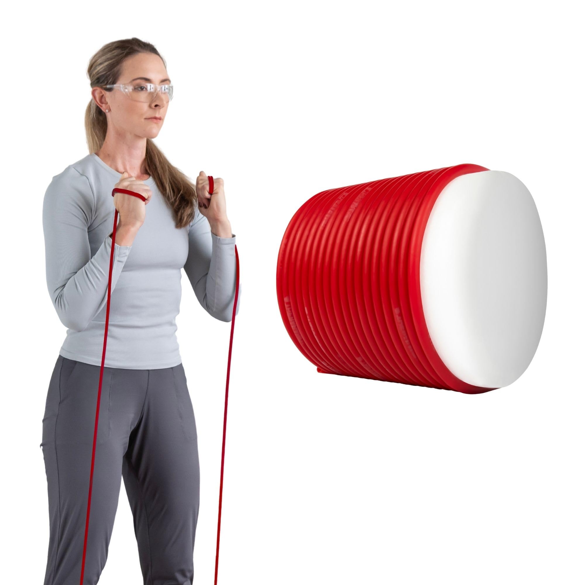 THERABAND Latex Resistance Tubing, Red, Medium Level 2, 100 ft Roll, Professional Grade Resistance Band for Exercise, Upper and Lower Body Workouts,