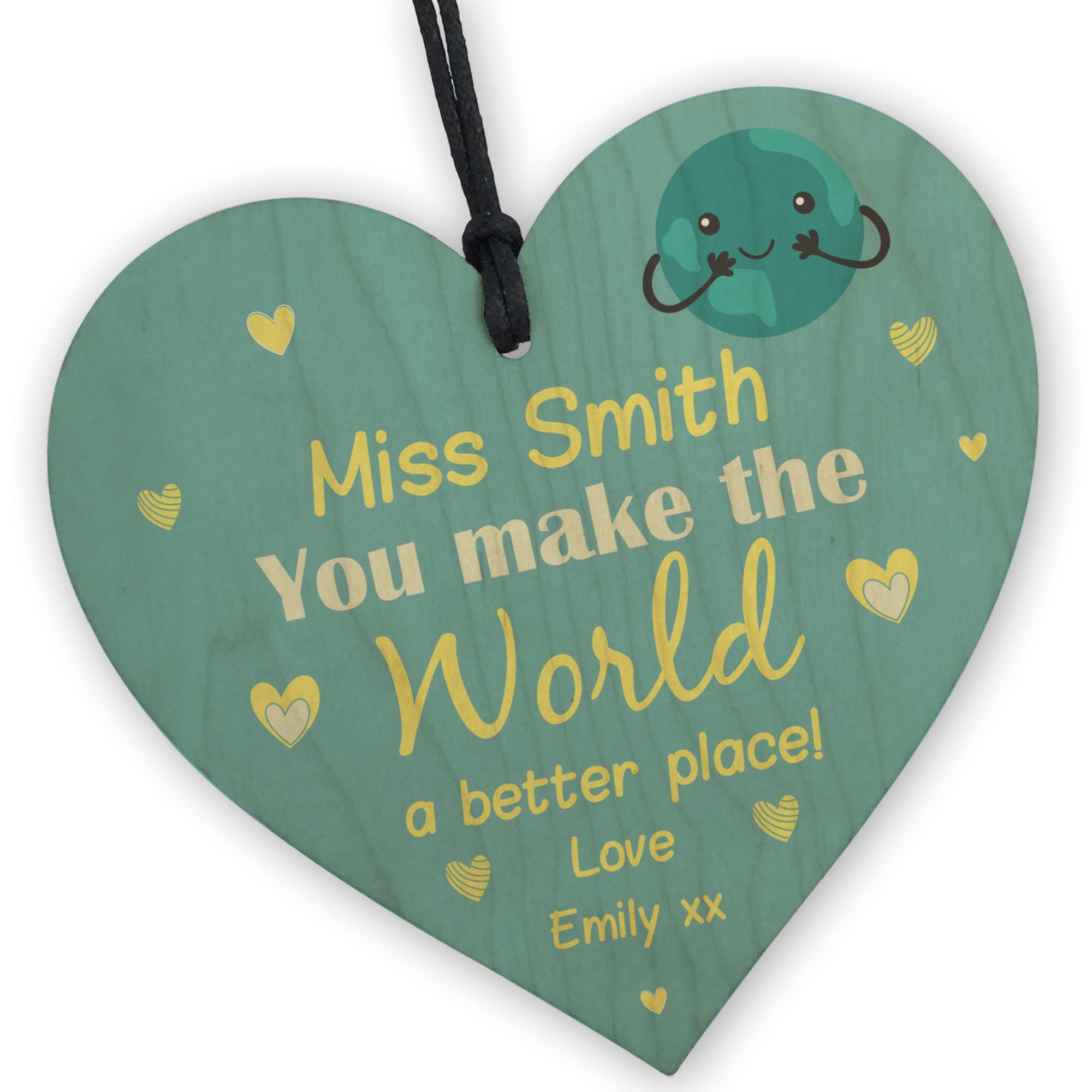 Red Ocean Personalised Teacher Gifts World A Better Place Thank You School Nursery Pre School Leaving Present