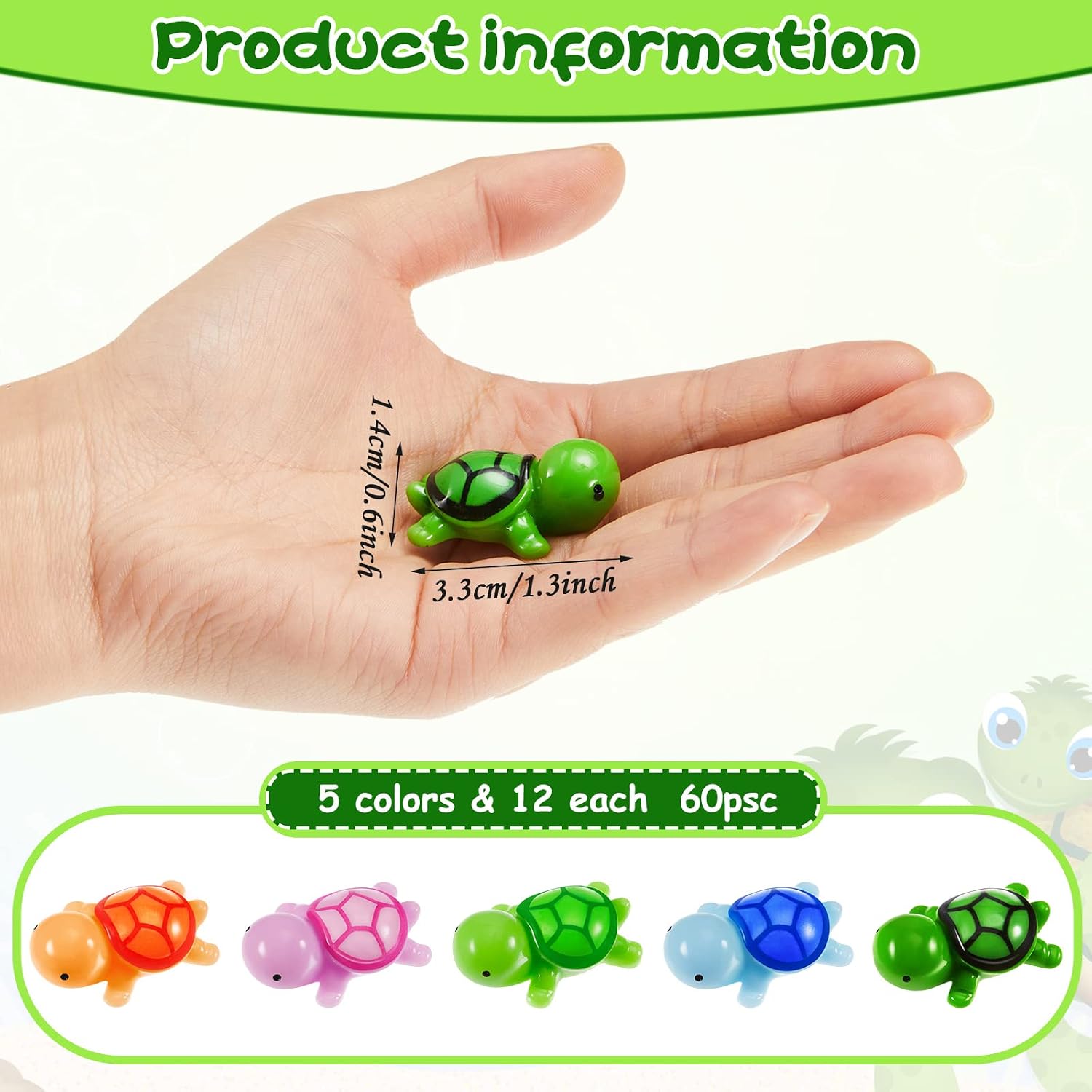 Deekin 60 Pcs Resin Sea Turtle Figure Mini Sea Turtle Figurines Bulk Multicolor Miniature Figure for DIY Ornaments Ocean Animal Figurines DIY Home Garden Birthday Party Favor Decoration