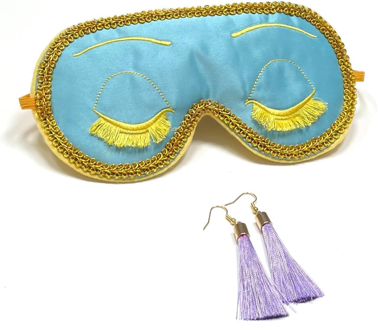 HandmadeTiffanys Eyelashes Sleep Eye Mask Holly Golightly Eyelashes Mask Womens Sleep Mask Teal Halloween Costume Party Mask