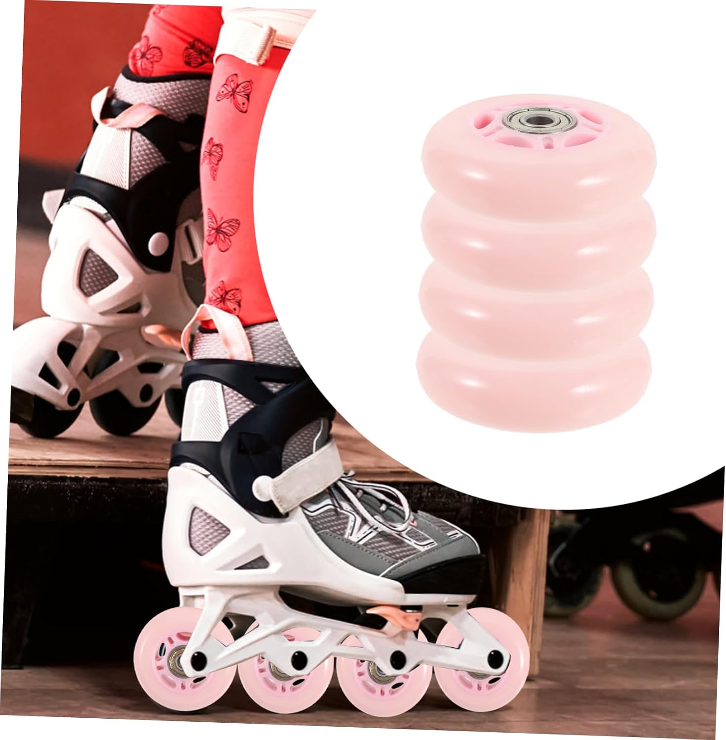 Skate Pu Wheel Set 4 Pieces 70mm Replacement Wheels for Roller Skates Outdoor Use