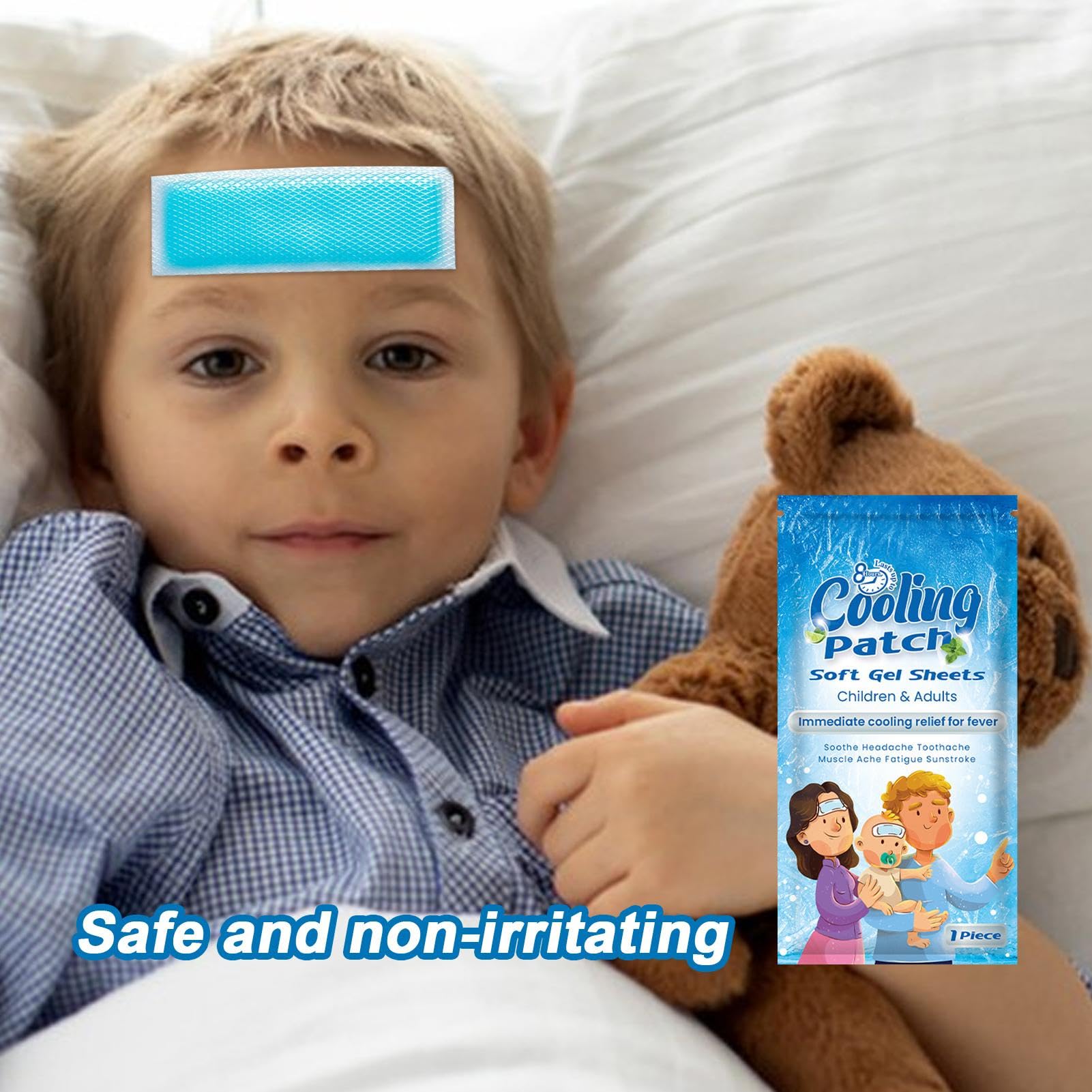 20 hojas de almohadillas refrescantes para niños, reductor de