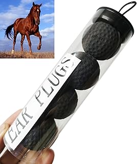 Ear Plug for Horses Foam Ear Plugs Ball tack and Supplies Horse Classic Equine Ear Plugs (Black, One Size)