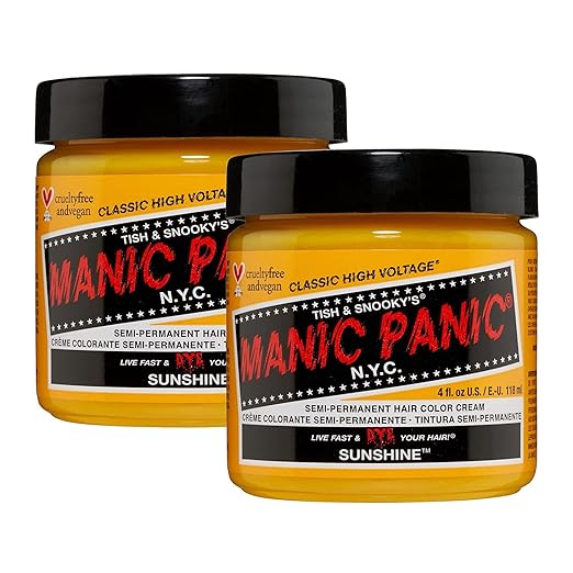 MANIC PANIC Classic Sunshine Semi Permanent Hair Color - Warm Sunflower Yellow Hair Dye for Women & Men That Lasts 4-6 Weeks - Vegan, Ammonia & Cruelty-Free - Create & Mix Custom Shades (4oz / 2pk)