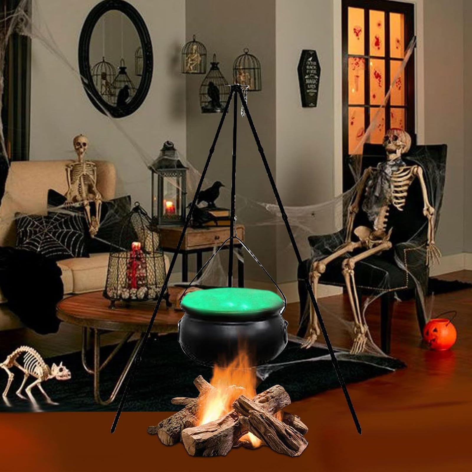 Amazon.com: Large Witches Cauldron on Tripod Halloween Decorations ...