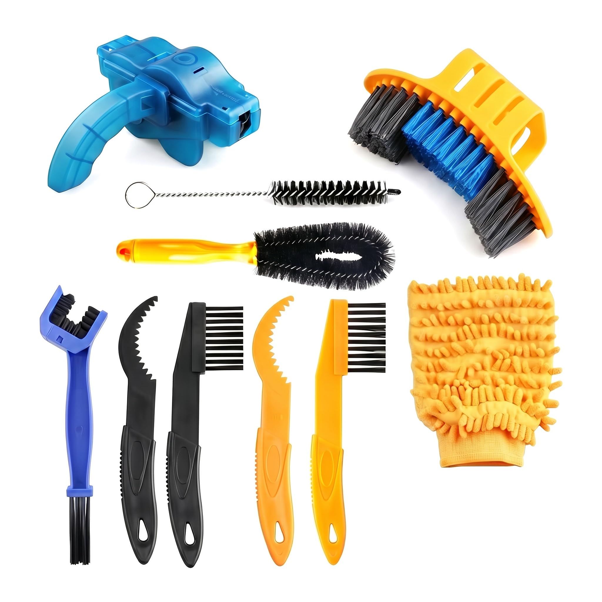 10Pcs Bike Cleaning Tool Kit, Bicycle Motorcycle Chain Cleaner Tool Cleaning Kits Brushes for Bike Chain Crank Tire Sprocket All Bikes Corner Corner Stain Dirt Clean