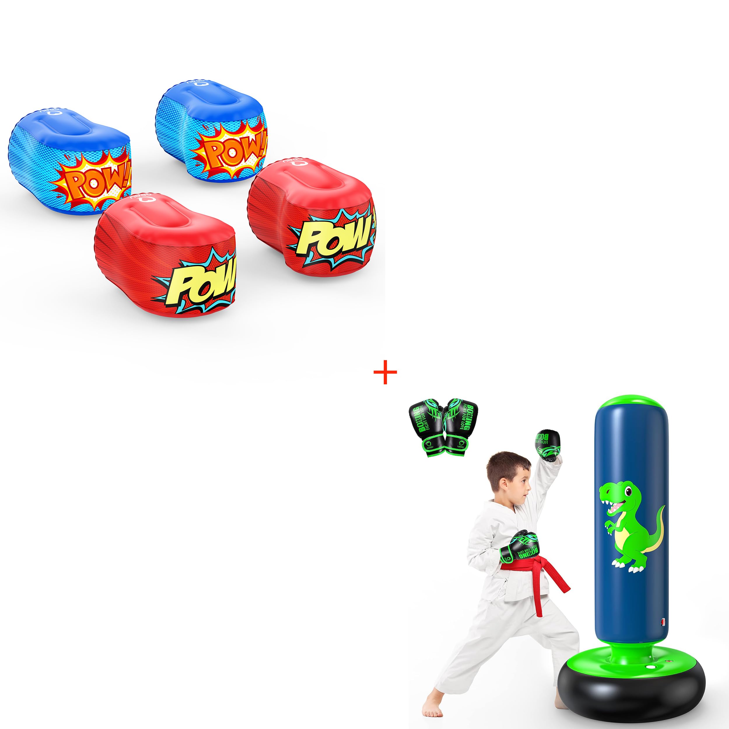 QPAUKids Inflatable Boxing Gloves, QPAU Inflatable Punching Bag