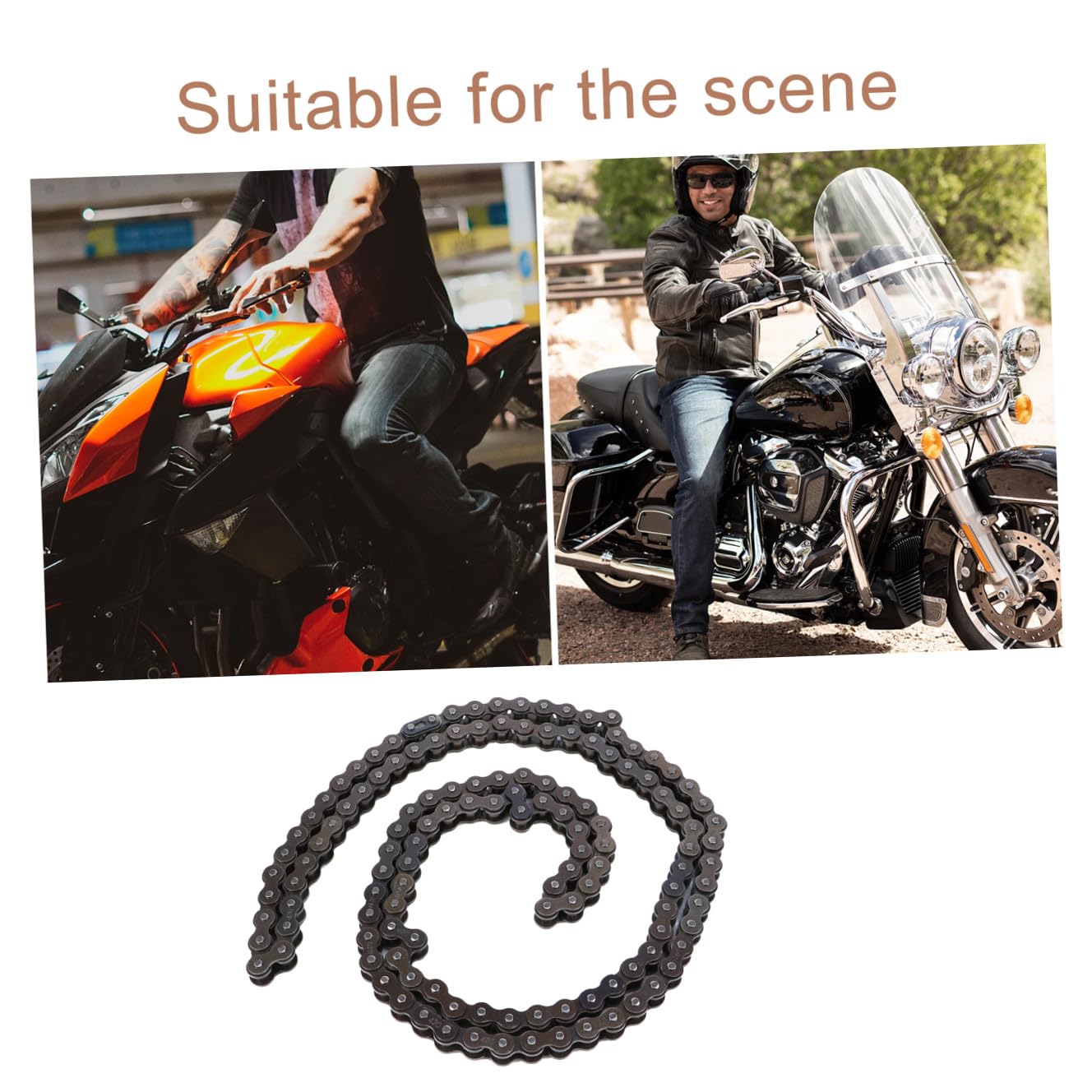 ibasenice Gliedrige Motorradkette aus Langlebigem Material Robust und Rostgeschützt Gliederkette für Einfache Montage und Hohe Funktionalität