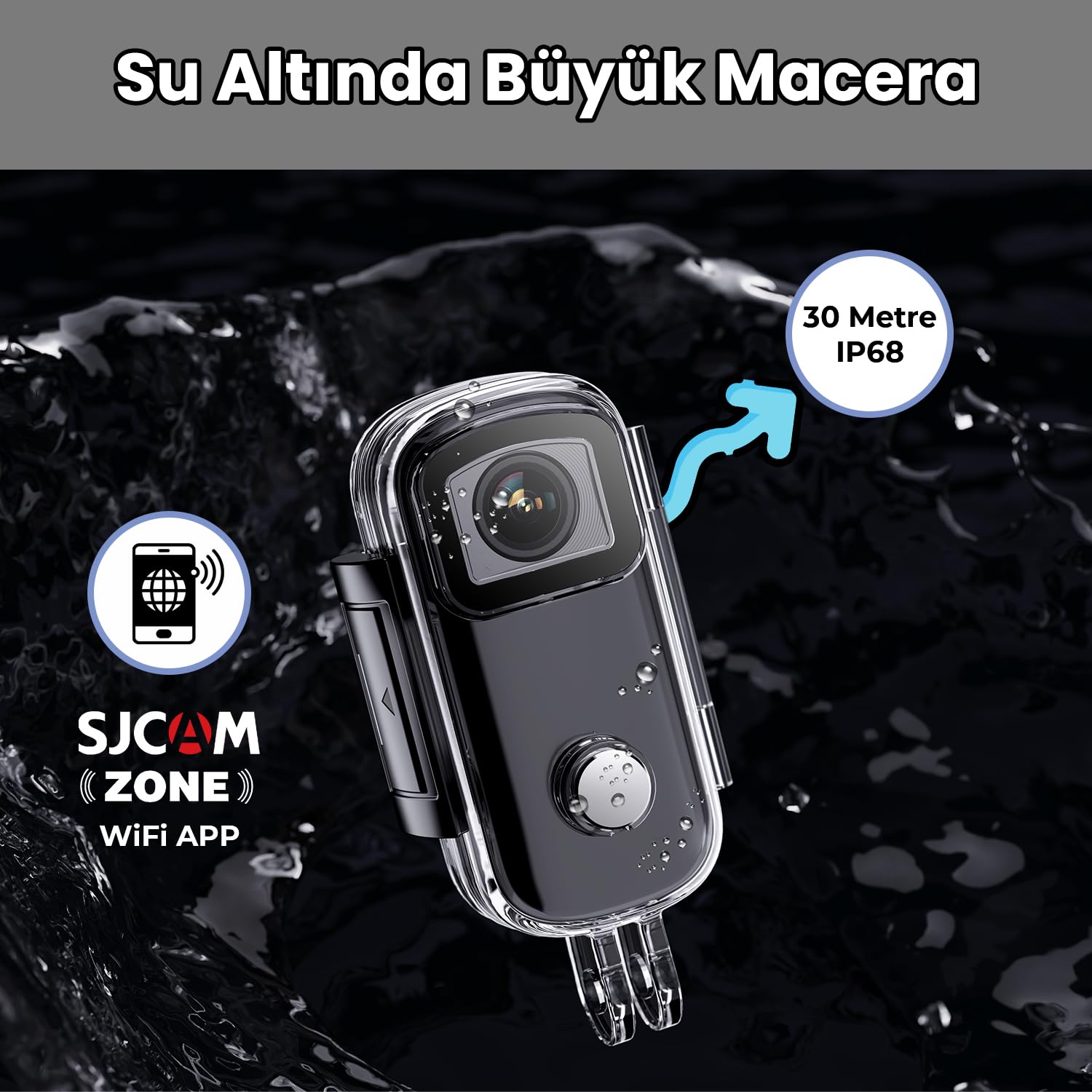 SJCAM C100+ 4K UHD Mini Cámara de Acción 4K 30FPS 15MP Pequeña y Portátil 115º con Ángulo de Visión Protección Carcasa Hasta 30 Metros Buceo WIFI 2.4GHz Deportes Uso Amarillo
