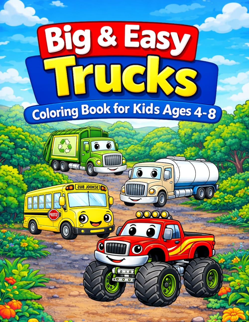 Trucks Coloring Book for Kids Ages 4–8: Big & Easy Trucks – Fun and Simple Trucks to Color and Enjoy (Big & Easy Coloring Books)