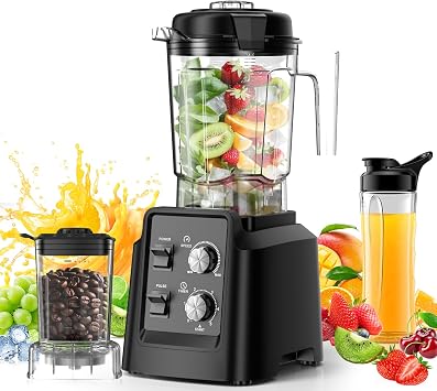 Blender with Self-Cleaning & Dry Grinder - 1400W Professional Blender for Smoothies and Ice Crushing, Dishwasher Safe Jar, Includes 27oz Mill for Spices & Coffee, Black