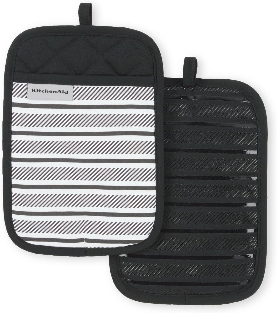 KitchenAid Albany Pot Holder 2Pack Set, Onyx Black, 7"x10