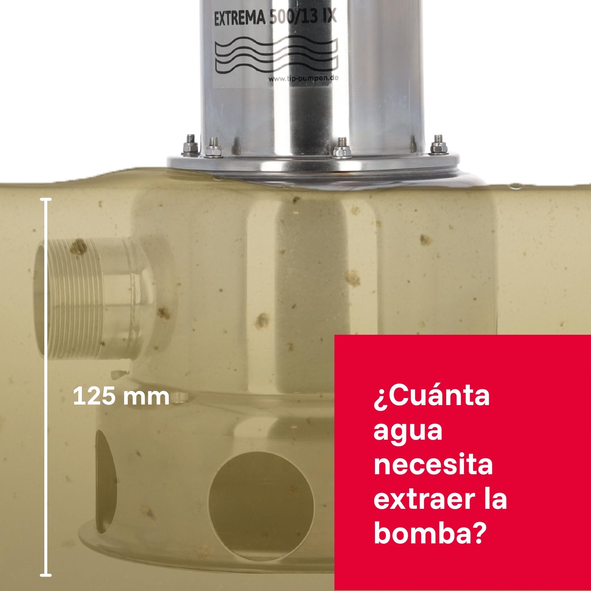 T.I.P. 30171 Bomba sumergible para aguas residuales Extrema 500/13 PRO de acero inoxidable, caudal de hasta 30 000 l/h