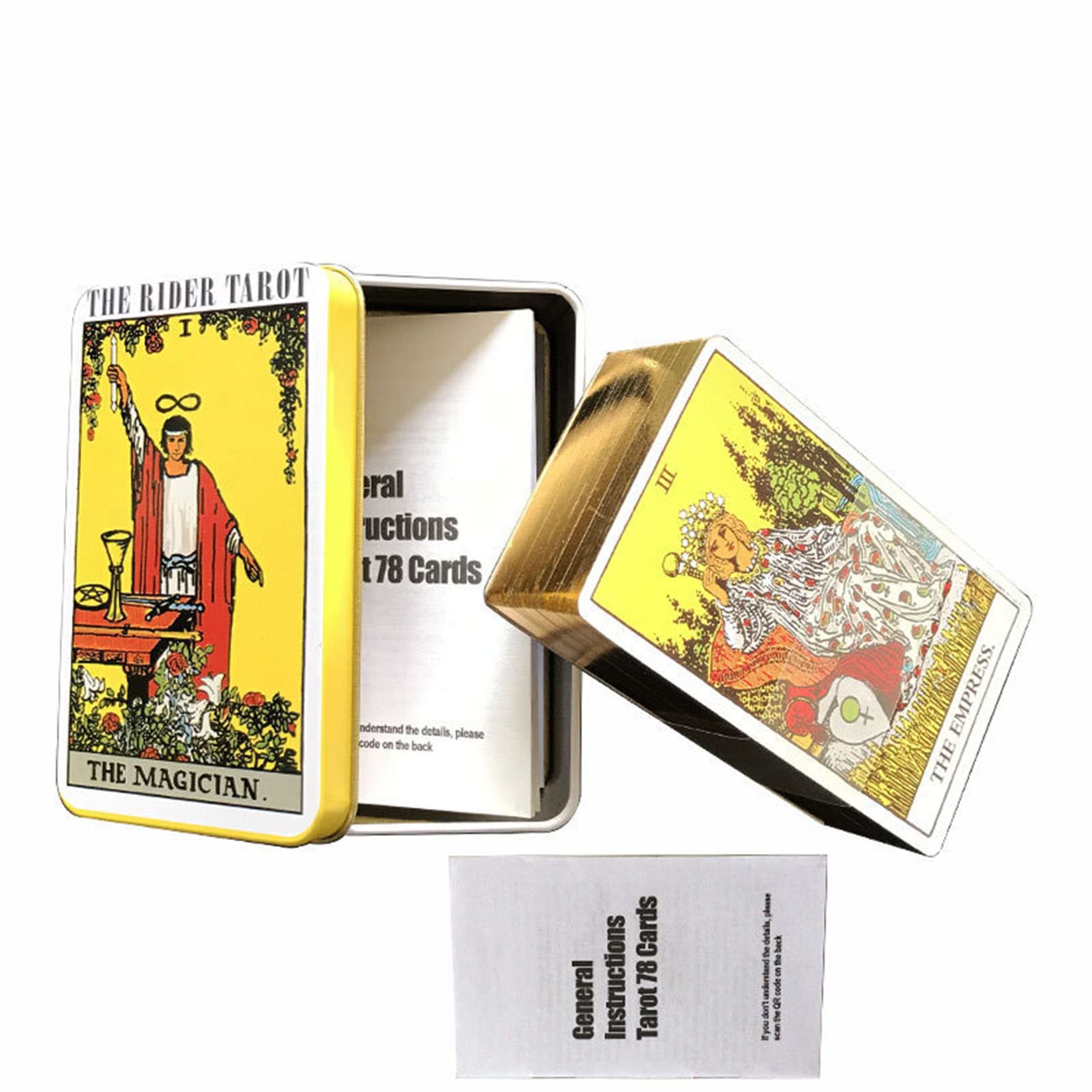 Tarot Cards for Beginners,Oracle Cards Deck with Guidebook Waterproof Cards, Fortune Teller Game Set for Family Reunion Expert Reader for Christmas Birthday, Gold
