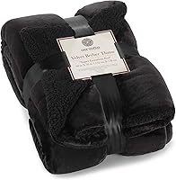 Vista 9 de Genteele Manta de Tiro Sherpa Súper Suave Reversible Ultra Lujosa de Felpa, 40 x 50 pulgadas, Negro/Gris
