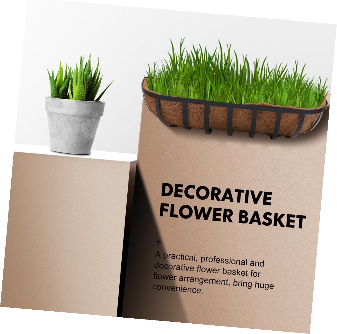 Ciieeo Coconut Palm Hanging Basket 24-inch Metal Wall-Mounted Planter Holder for Outdoor Indoor Plants Decorative Iron Flowerpot Storage Container