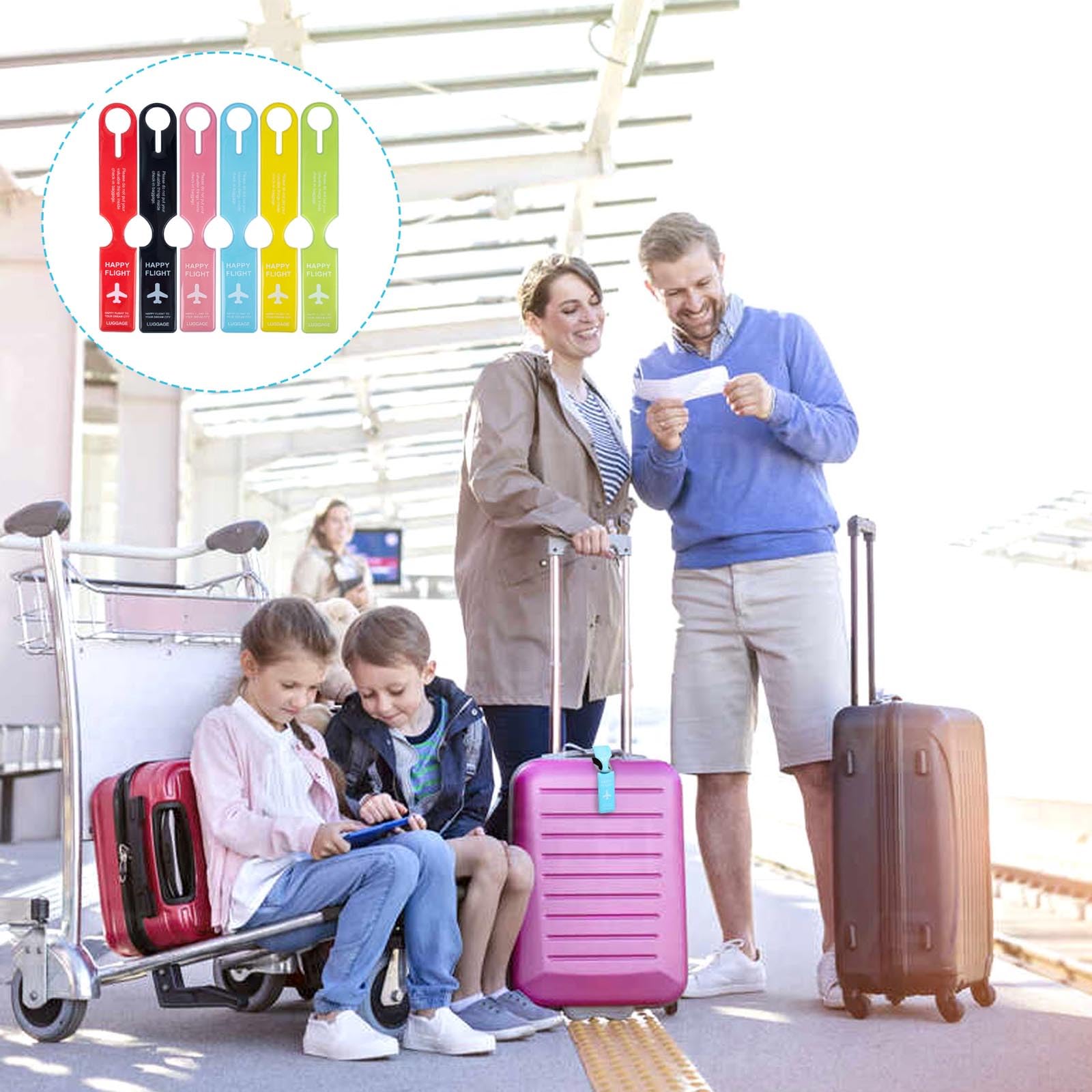 6 sztuk etykiet bagażowych z PCW z papierem z etykietą adresową, etykiety identyfikacyjne bagażu, etykiety podróżne zapobiegające zgubieniu bagażu, plakietki z nazwiskiem bagażu