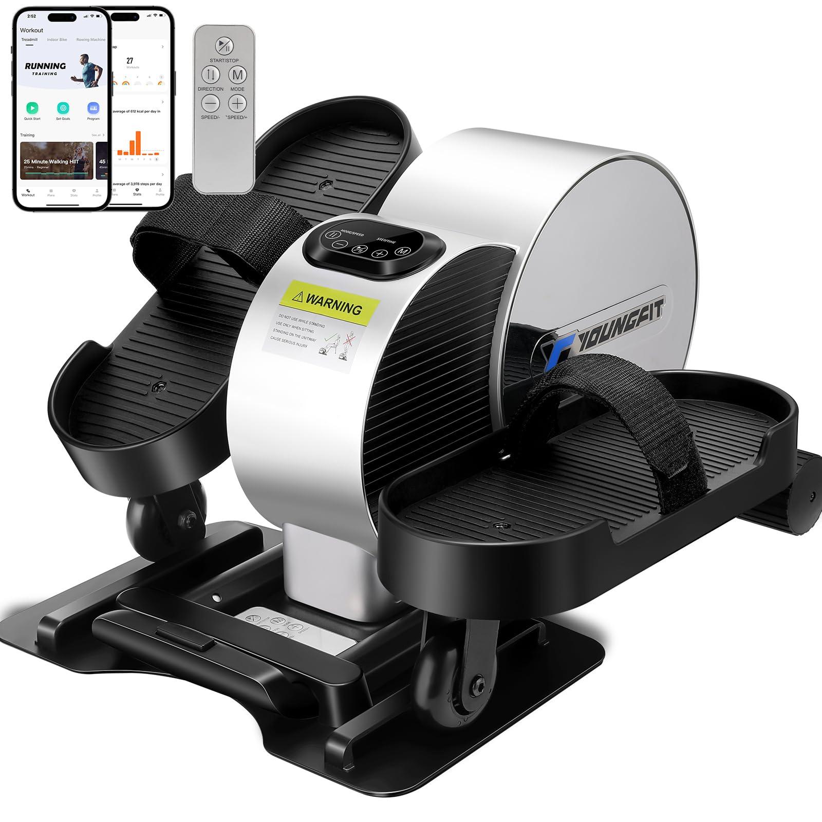 YOUNGFIT Under Desk Elliptical Machine,with Portable Handle, App Connectivity, Ergonomic Design.Leg Exerciser While Sitting for Seniors.Ellipse Leg Exerciser with Remote Control.