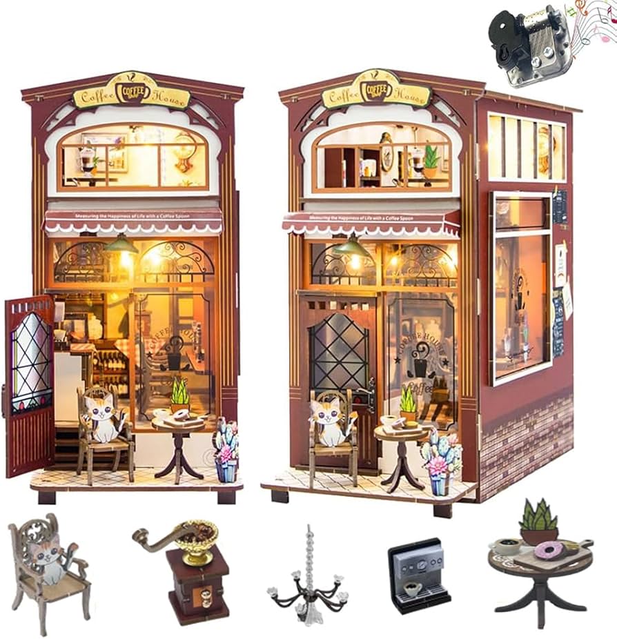 Amazon.co.jp: Cjeuxnr DIYブックヌークキット 3Dコーヒーハウス 木製 Amazon.co.jp: Cjeuxnr DIYブックヌークキット 3Dコーヒーハウス 木製