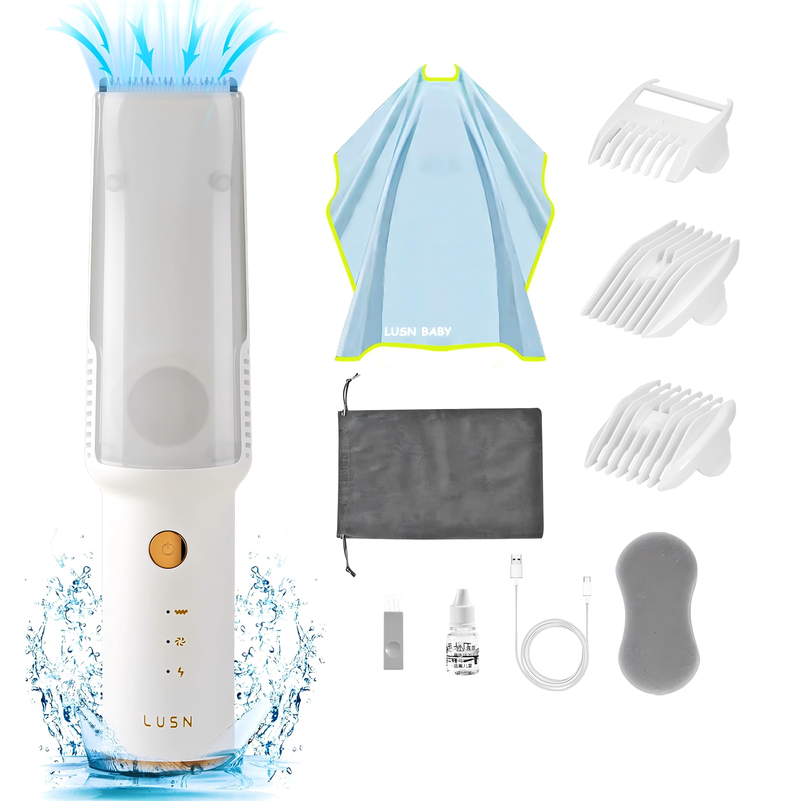 Baby Hair Clipper with Vacuum, Kids Hair Clippers Kit with 3 Guide Combs & 18 Piece, IPX7 Waterproof, Vacuum & Cordless Use for Baby Children Infant