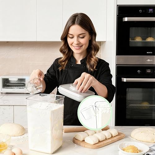 Miniatura 4 de Cozey Daily Recipiente hermético para almacenamiento de alimentos, dispensador de alimentos con tapas, contenedor apilable sin BPA para café, harina