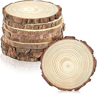 10 Pack Unfinished Wood Slices, 5.1-5.5 Inches Round Wooden Circles for Craft, Rustic Wood Centerpieces for Weddings Table Decor