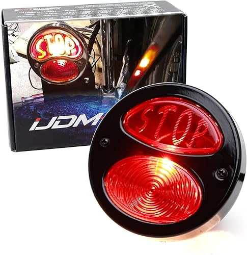iJDMTOY Bombilla incandescente única de estilo Duolamp de 4 pulgadas en negro brillante, compatible con automóviles clásicos, hot rods, motocicletas