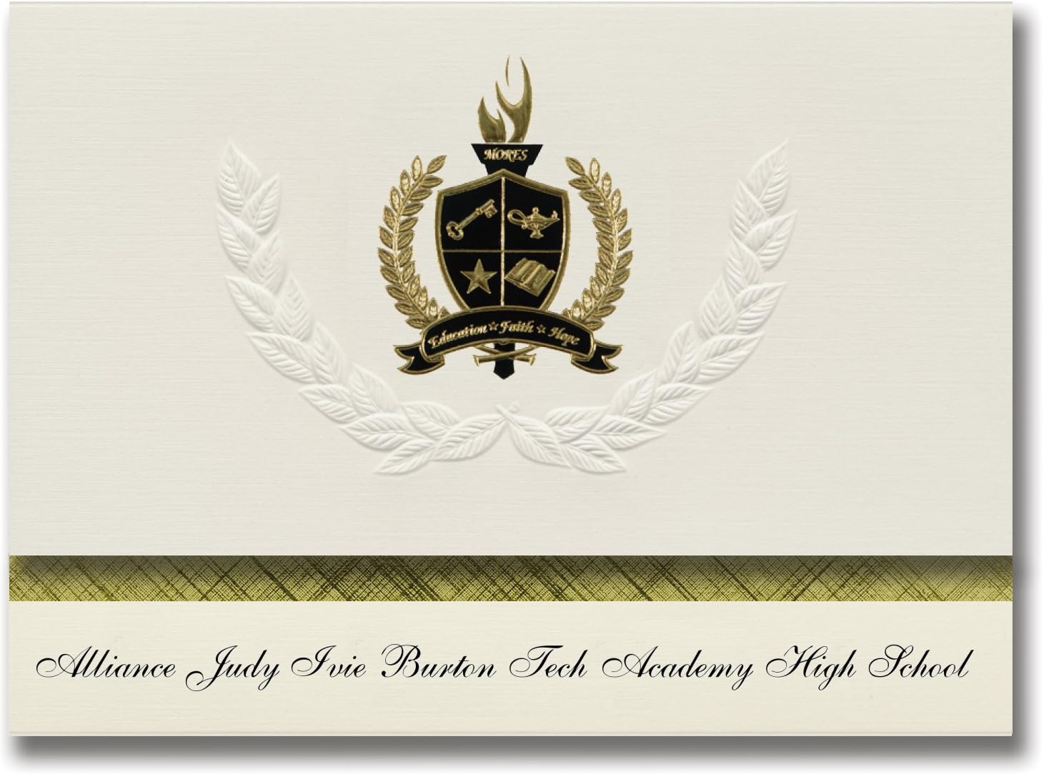 Signature Announcements Alliance Judy Ivie Burton Tech Academy High School (Los Angeles, CA) Graduation Announcements, Presidential Elite Pack 25 w/ Gold & Black Foil seal