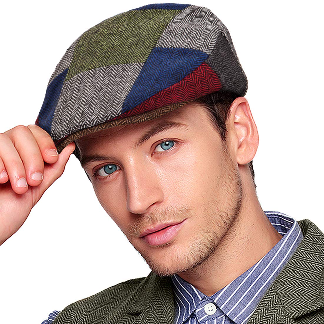 LADYBROMen Ivy Gatsby Newsboy Cap - Classic Wool Blend Tweed Flat Cap Cabbie Hat Men
