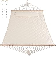 Vista 13 de ANOW Hamaca para 2 personas con barras separadoras y almohada desmontable, hamaca acolchada para exteriores e interiores, capacidad de peso de 450