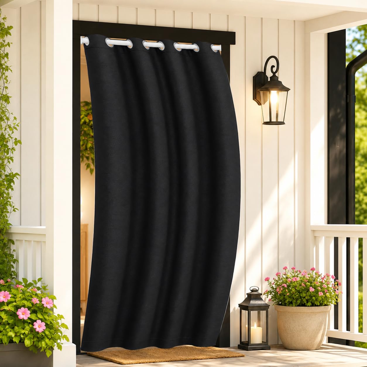 Rideaux de porte (Noir, B132xH203cm)