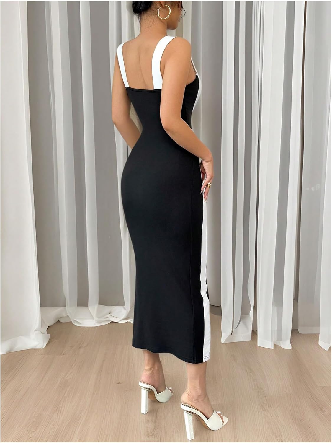 GORGLITTER Women's 2026 Summer Formal Maxi Dresses Sleeveless Colorblock Bodycon Wedding Guest Cocktail Prom Dress - Image 2