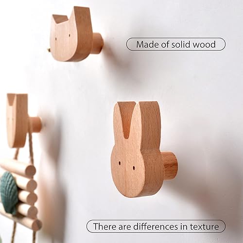 Miniatura 10 de Ganchos de madera de animales acuáticos de mar naturales, montados en la pared, abrigo decorativo para niños, juego de 4