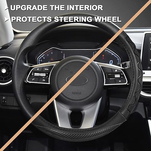 Miniatura 9 de GIANT PANDA Funda de volante para Kia Soul, Sportage, Forte, Optima, Telluride (panal 3D negro - tamaño estándar)