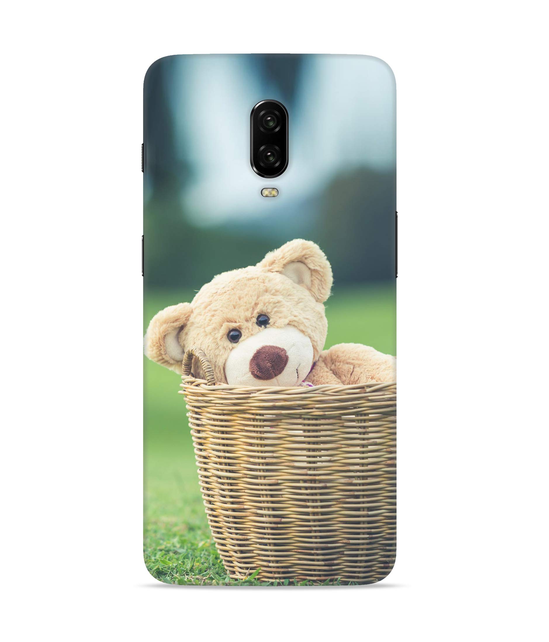 Silence Printed Teddy Bear Basket Playground Designer Hard Back Case Cover for OnePlus 6T