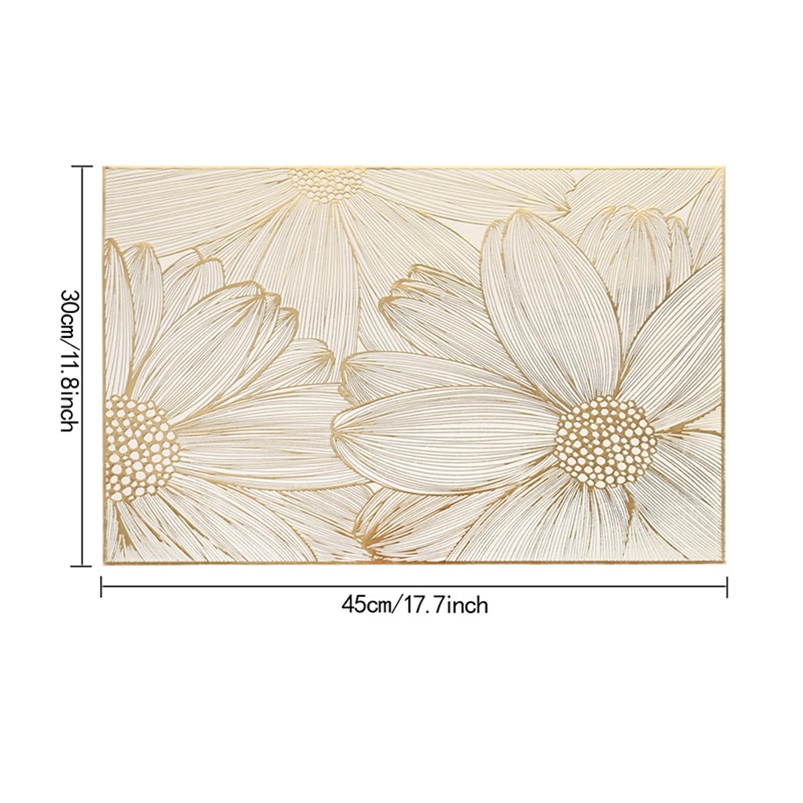 Placemat Juego de 10 salvamanteles dorados con estructura floral 30 x 45 cm para cocina y comedor