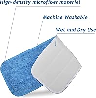 Vista 3 de Almohadillas de microfibra para trapeador, 18.5 x 6.3 pulgadas, reutilizables y lavables, repuesto de almohadilla para mopa doméstica húmeda y seca