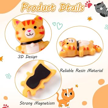 WATINC Cat Fridge Magnets Decorations - 14PCS 3D Cute Kitten Strong Refrigerator Magnetic Decorative, Mini Funny Resin Cats Magnets Decal Stickers for Kitchen Whiteboard Locker Home Housewarming Party