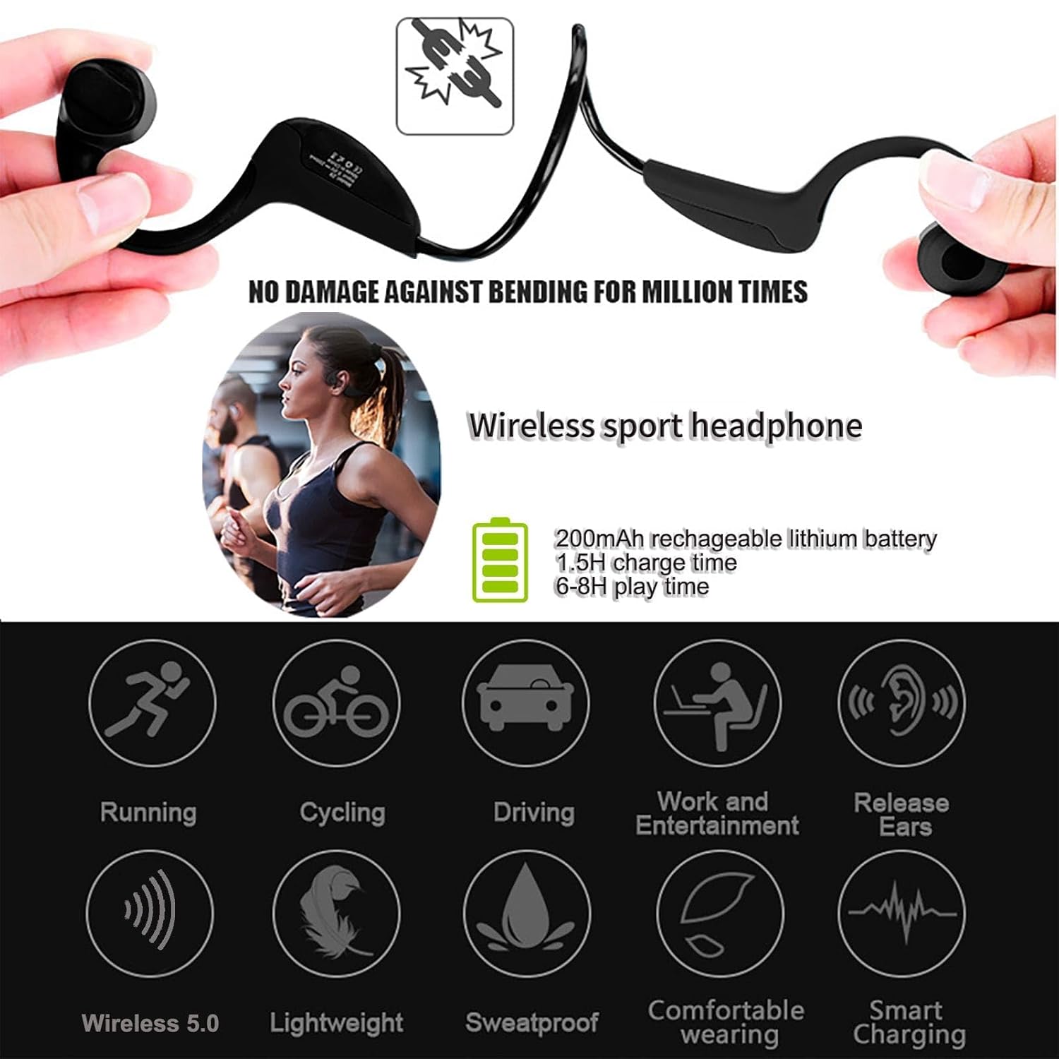 eEAR-BC-Tx The FIRST Bone Conduction military grade, personal hearing amplifier with the latest Bluetooth (BT) 5.3 technology open ear headphones with Sound Transmitter